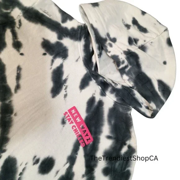 (NWOT) H&M Printed Tie-Dye Black & White Hoodie - Picture 5 of 8